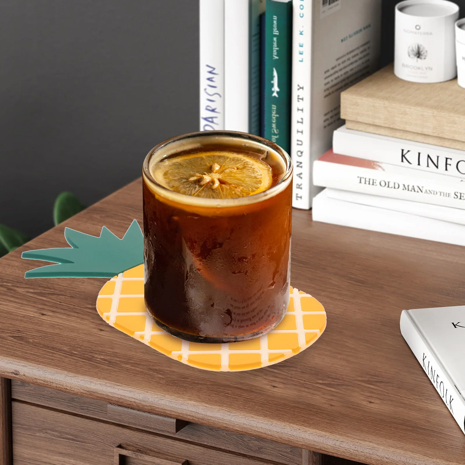 

Pineapple Shaped Silicone Coaster Set Decorative Fruit Pattern Cup Pad Nonskid Heat Resistant Drink Coaster for Table Coffee Tea