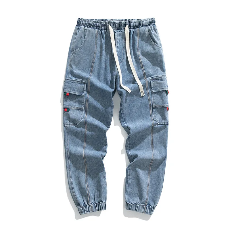 2024 New Harem Pants Great Casual Student Trousers Pockets Solid Color Hip Hop Joggers Men Fashion Streetwear Denim Cargo Jeans