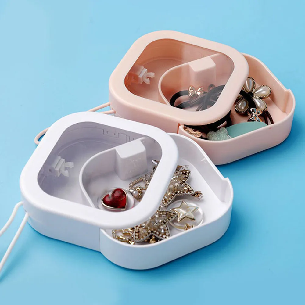 Mini Portable Storage Box Carry-on Clear Flip Jewelry Organizer Small Pill Case Cell Phone Cord Pill Paper Clips Case Desktop