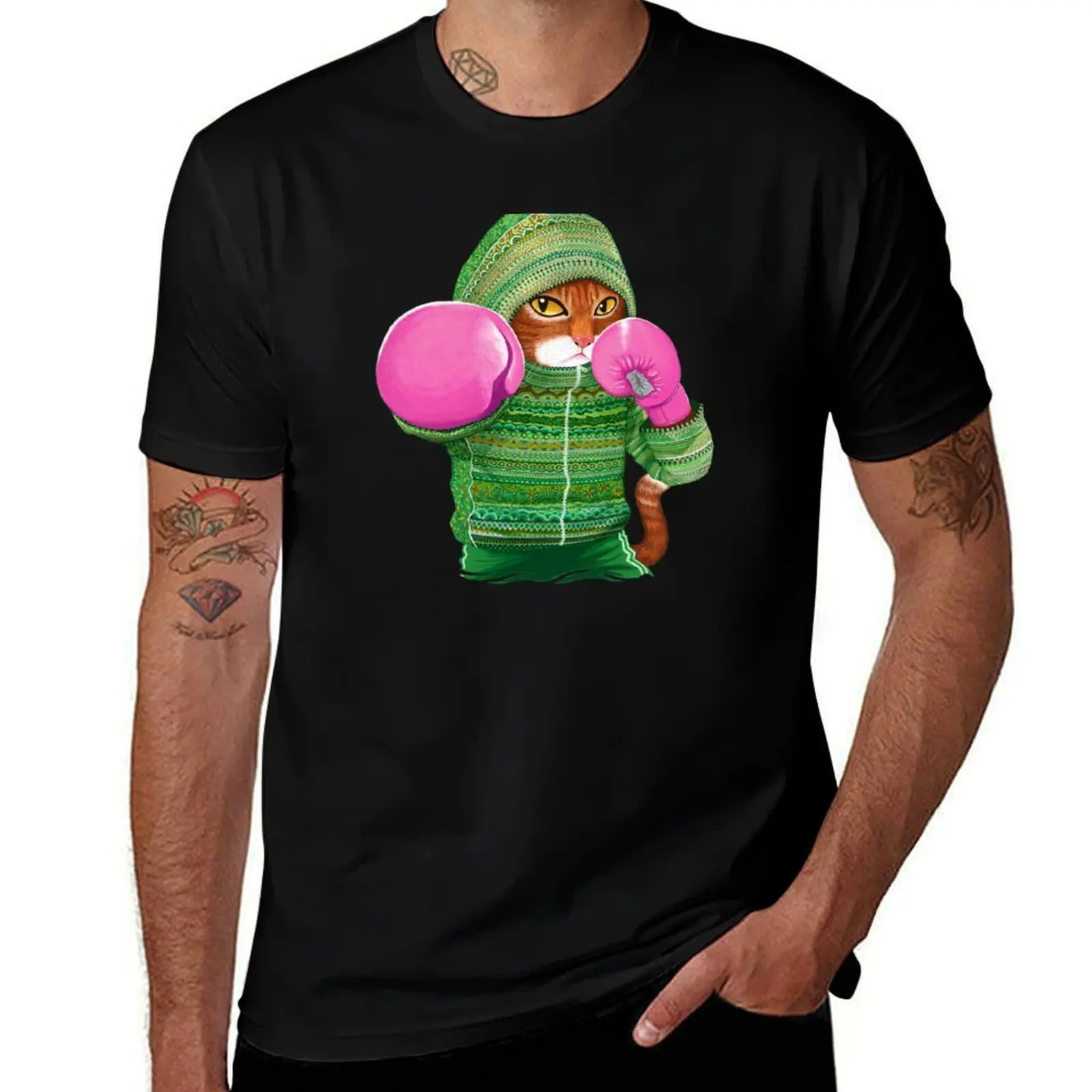 Boxing cat 4 T-Shirt Fashion Casual Short Sleeve T-Shirt