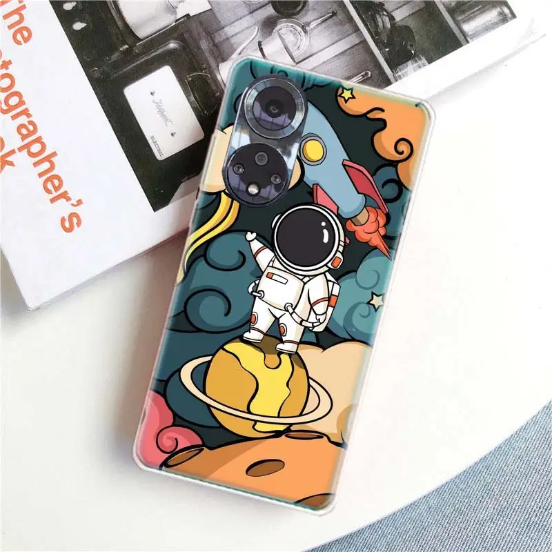 Cartoon Schattige Astronaut Fundas Telefoon Hoesje Voor Huawei P Smart Z 2021 Y5 Y6 Y7 Y9 Honor 50 20 Pro 10i 9 Lite 9x 8a 8S 8X7S 7x 7a C