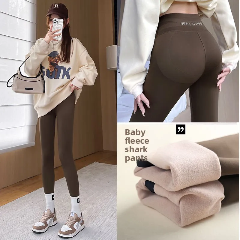 Hoge taille Fce gevoerde yogabroek Dames ark Skin Patroon Afslankende elastische bot voor herfst-winterbovenkleding