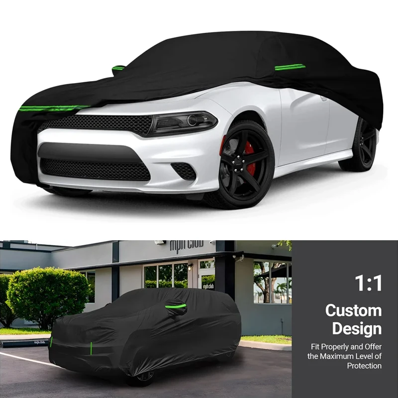 

210T уличный водонепроницаемый полный автомобильный чехол на заказ, подходит для Dodge Charger/Chrysler 300 300C 2006-2025 годов с ветрозащитной молнией для тяжелых условий эксплуатации