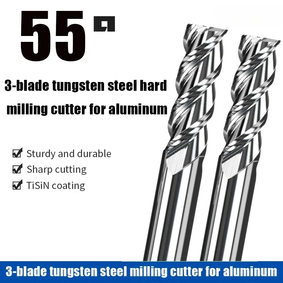

Milling cutter alloy coating tungsten steel tool aluminum alloy HRC55 CNC machining 3 blade end milling cutter top wood milling