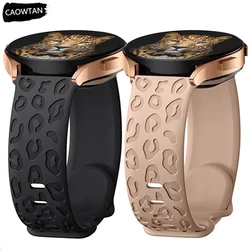 Correa de silicona con grabado de leopardo para Samsung Galaxy Watch, banda de 20mm, 22mm, 7, 6, 5, 4, 40mm, 44mm, Gear S3, 6Classic, 43mm, 47mm, Active 2