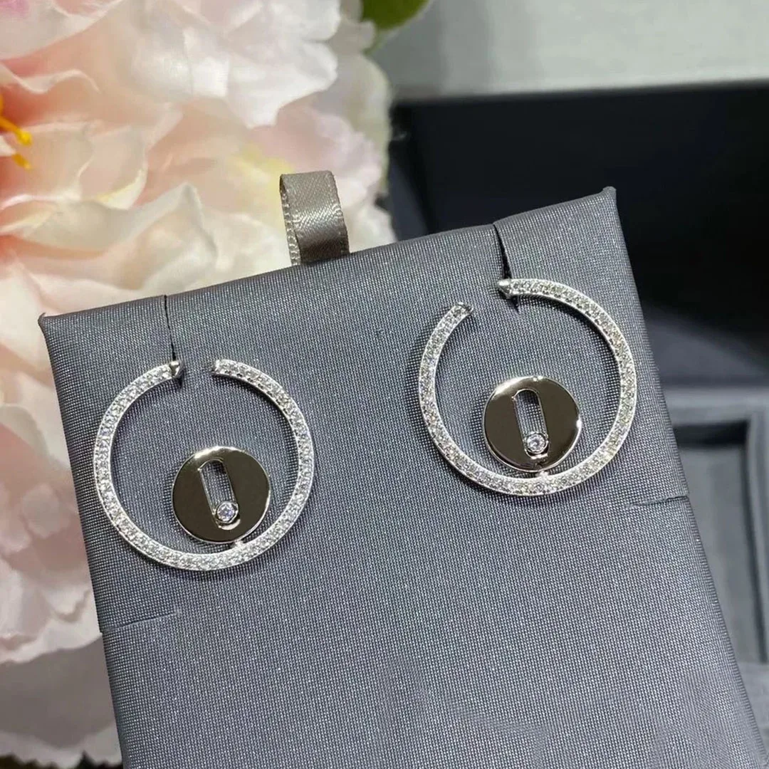 

925 Sterling Silver Inlaid Sliding Zircon Women's Earrings, A Fashionable Holiday Party Gift.