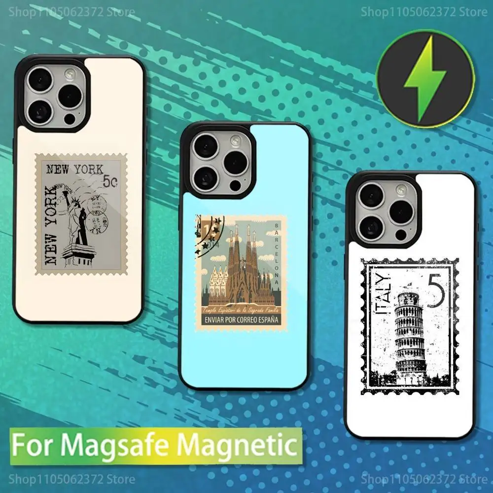 

Ticket Art Stamp Travel Phone Case For iPhone 16,17,15,14,13,12,11,Pro,Max,Plus,Mini,Magsafe,Magnetic Wireless Charging Case