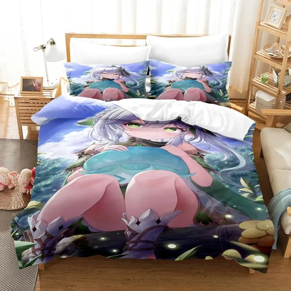 New Game Nahida Genshin Impact Bedding Set Cartoon Anime three-piece Set Adult Kid Bedroom Duvetcover Sets 3D Kawaii Girls view 4
