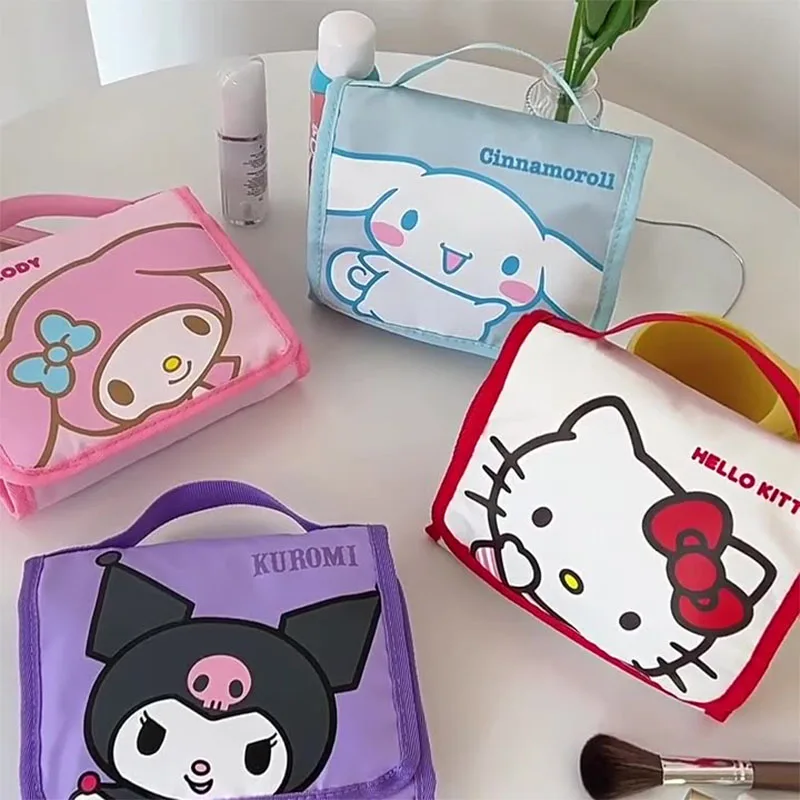 

Sanrio Hello Kitty Kuromi Cartoon Makeup Storage Bags Japanese Anime Novel Multifunctional Four In One Portable Travel Cute Bags