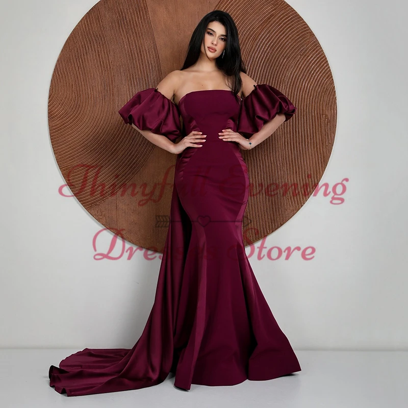 Thinyfull 2025 Sexy Mermaid Prom Evening Dresses Saudi Arabia Lantern Sleeve Dress Formal Night Cocktail Prom Gowns Custom Size