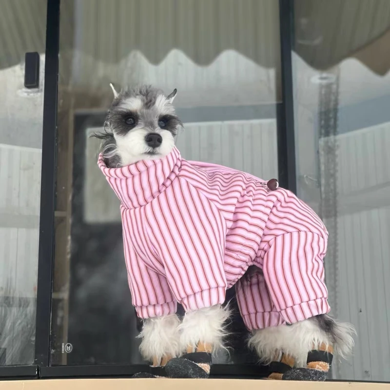 

Зимняя полосатая куртка для собак: теплая одежда для питомцев, жилет для щенков, ветрозащитное пальто для маленьких собак, тедди, бигбэр, дахшундов