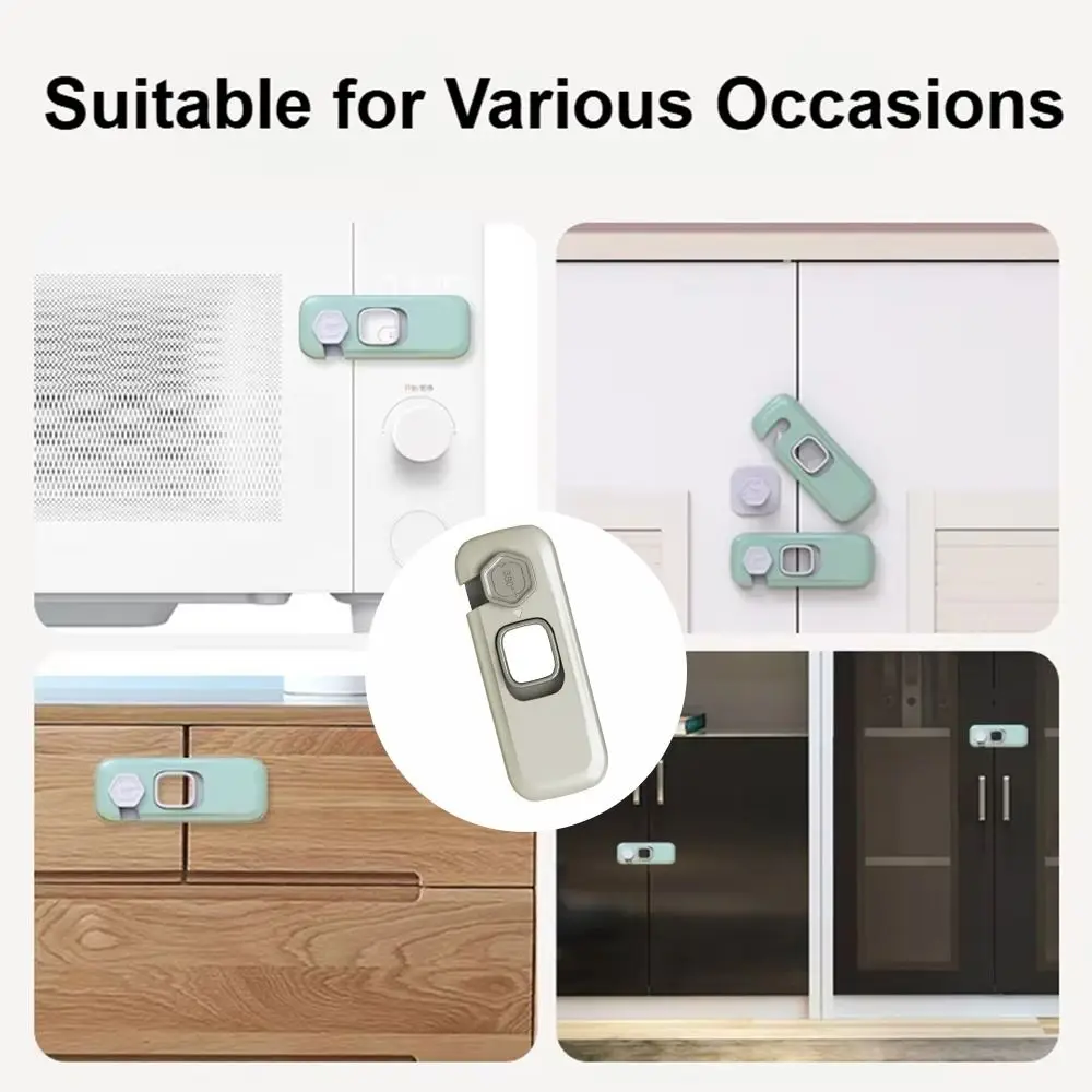 

2Pcs Anti-Pinch Design Child Safety Lock Sticky Adhesive Pads No Tools Installation Cabinet Lock Anti-pinch Hand Adjustable