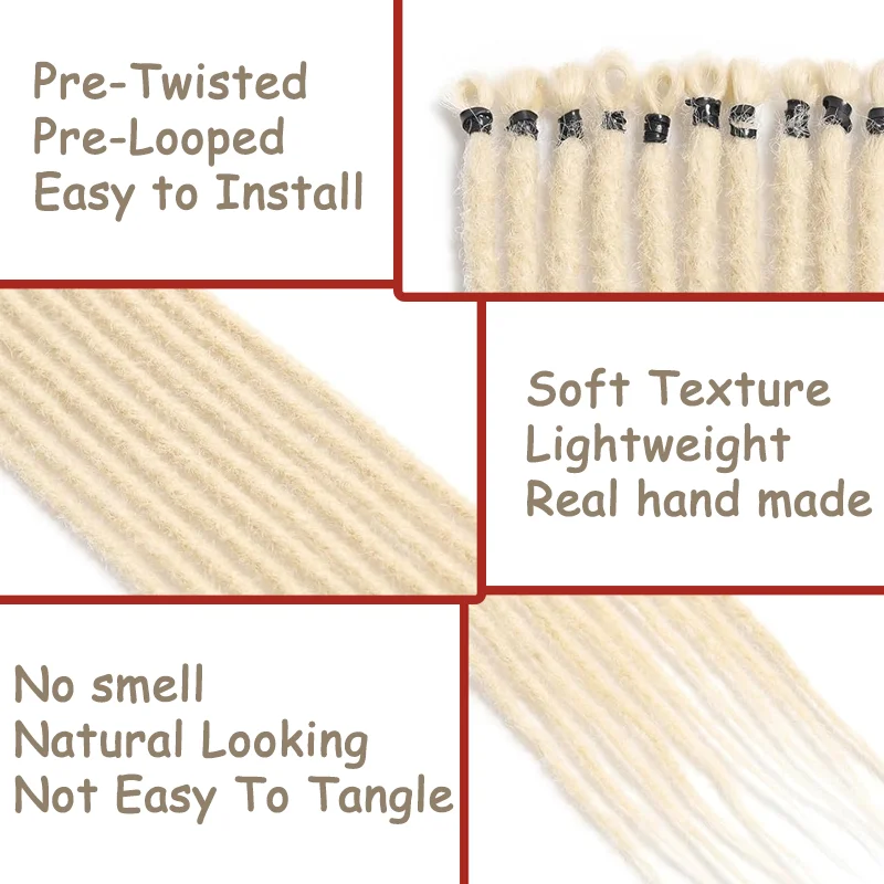 24-дюймовые наращивания дредов, 10 прядей, вязанные крючком волосы в стиле бохо, синтетические односторонние волосы в стиле хиппи для женщин и мужчин