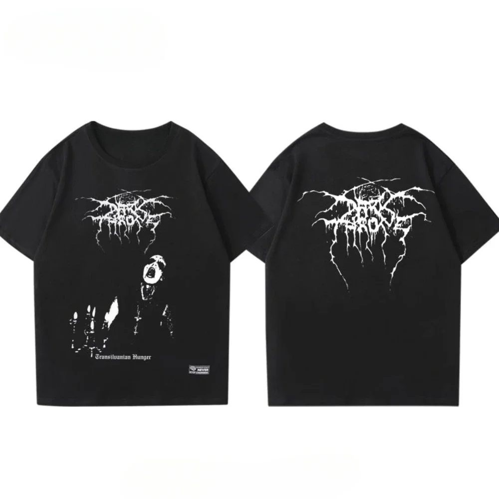 2025 New Darkthrone Short Sleeve T-shirt Boys Summer Cotton Black Metal Rock Band Around The Fashion Brand Half Sleeve Couple