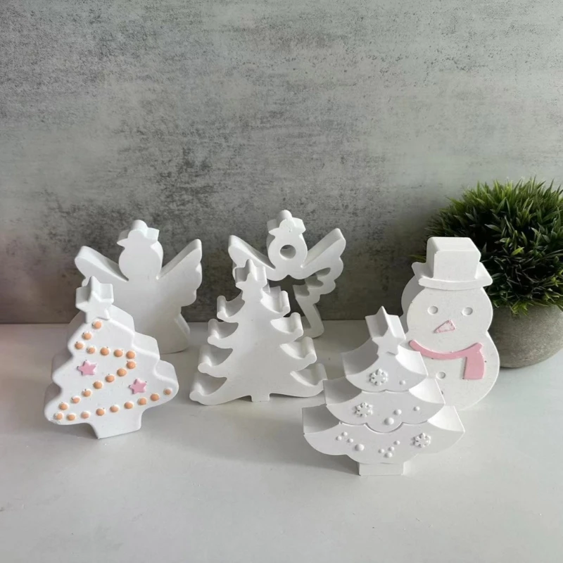 KX4B 6Pcs Christmas Theme Molds for Candle, Home Decoration, Christmas Tree Snowman Silicone Molds for Epoxy Resin