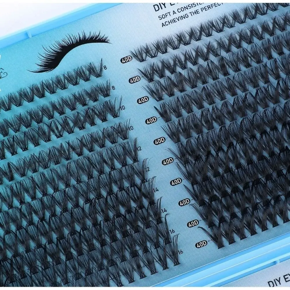 640Pcs 8-16mm Length False Eyelashes Wispy Style Fluffy Texture Fake Eyelash D Curl Thick Volume Eye Makeup Tools Easy Removal