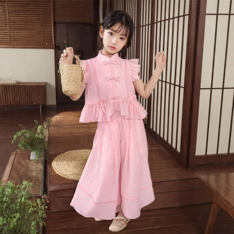 

Summer Girl Set New Vest Short Skirt 2 Pieces Baby Suit Kids Vest+Baggy Short Skirt Children's Clothing Kids Clothes 6 Years Old