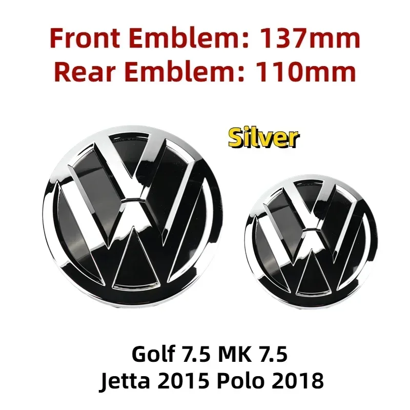 110/137mm ABS Car Front Grille Badge Rear Trunk Emblem Logo for Volkswagen Golf 7.5 MK7.5 2015 Jetta 2018 Polo 3GD 853 601 B