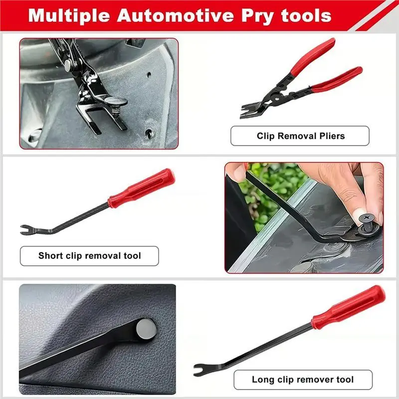 A68P-Panel Clip Removal Pliers 3-Piece Set, Comprehensive Car Trim Rivet Removal Tool Kit With Storage Bag