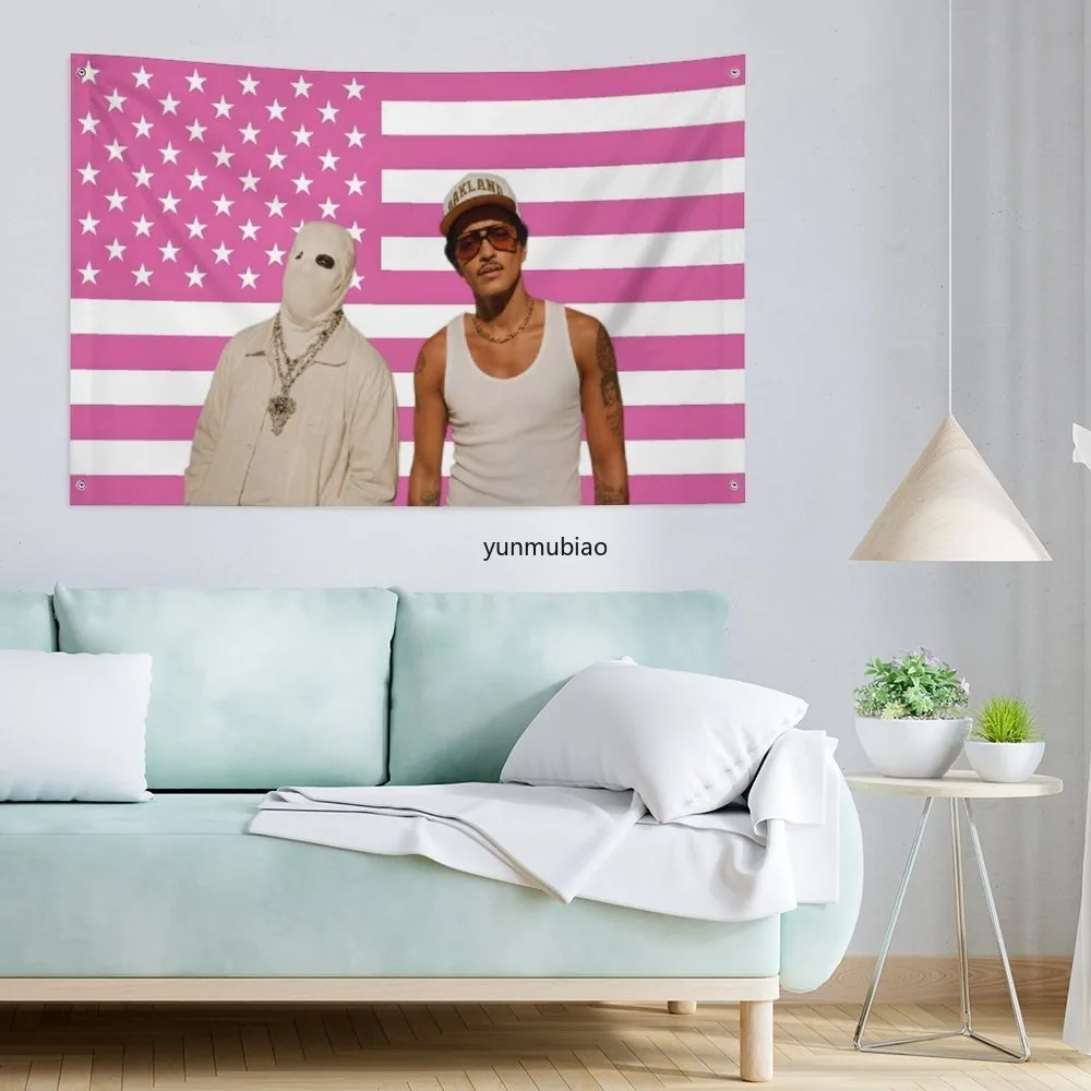 1pc Bruno Mars Anderson .Paak Silk Sonic Advertising Outdoor Decors Custom Flags for Bedrooms Decorative Home Objects Tapestry