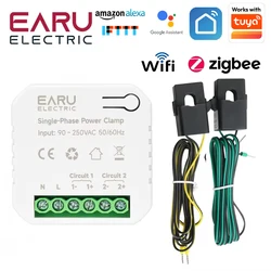 Tuya Smart WiFi Zigbee Two-way Bilateral Energy Meter 80-300A AC110V 220V Clamp CT KWh Power Electricity Consumption Monitor