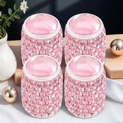 

4Pcs Car Tire Valve Caps Bling Rhinestone Aluminum Alloy Air Valve Stem Caps Cute Car Accessories Bling Accessories for Women
