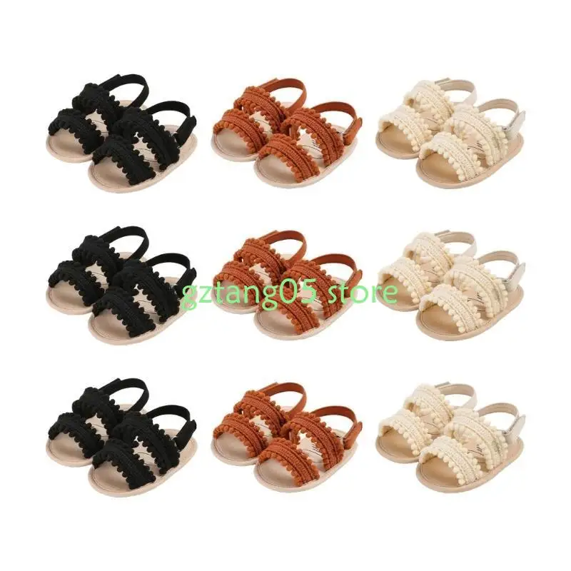 

57EE Toddler Sandals Cotton Polyester Blended Flat Shoes Anti Skid Design Comfortable Summer Footwear for Daily Wear