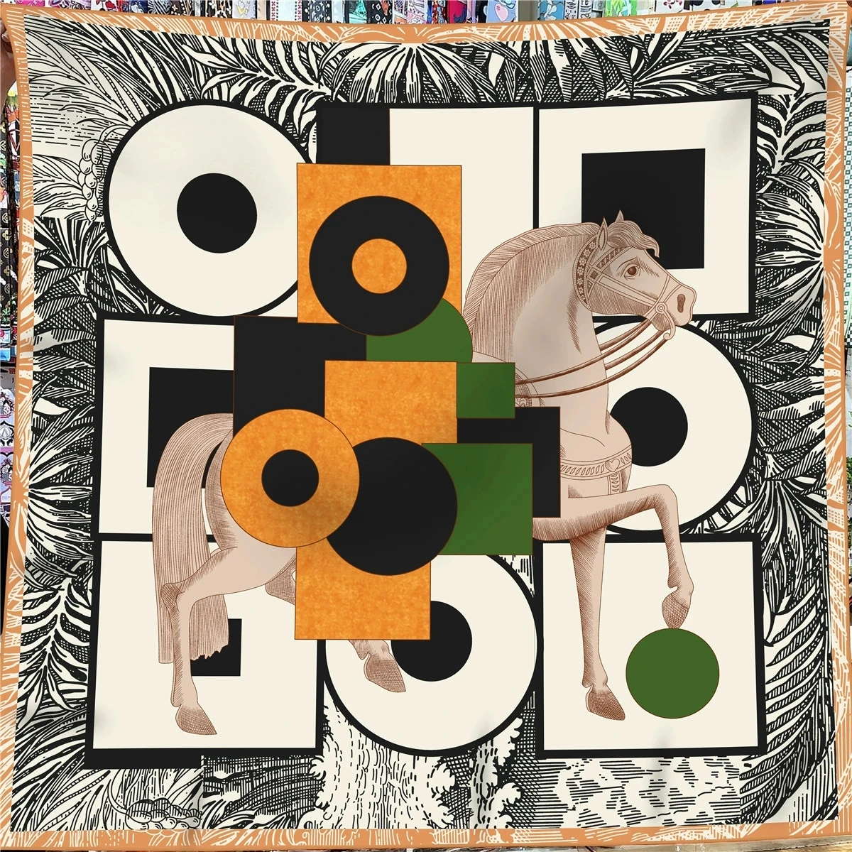 

130*130 см Роскошный брендовый шелковый шерстяной шарф с принтом лошади, большой размер, женский теплый осенне-зимний квадратный шарф и шаль