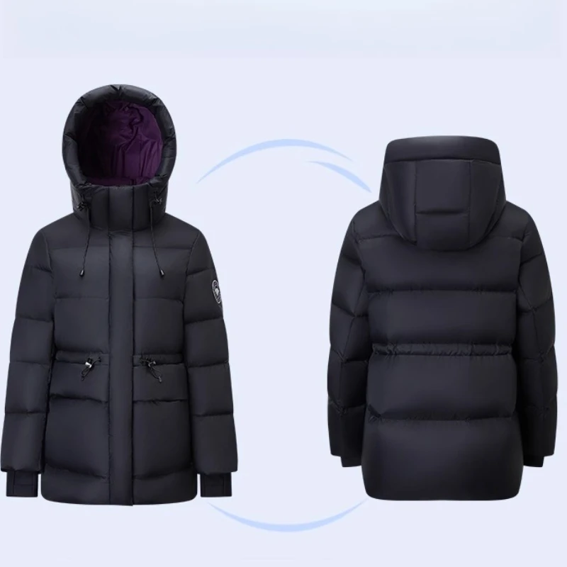 체리콤 여성용 롱 다운 재킷 2025 겨울 후드 지퍼 프론트 클로저 유틸리티 스타일 캐주얼 다용도 아우터웨어 Y309091Y