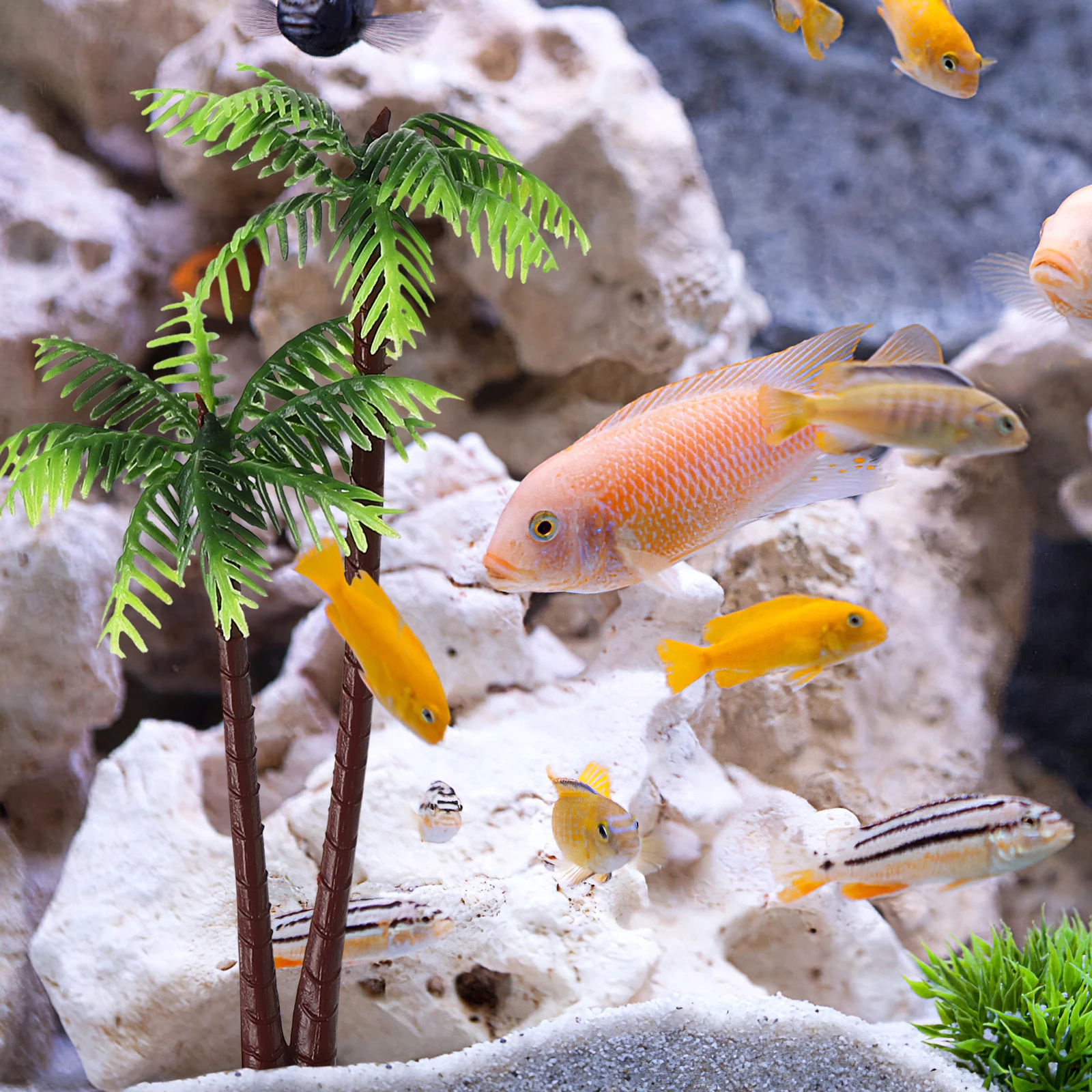 

5 Pcs Betta Fish Tank Decor Aquarium Ornaments Simulation Coconut Tree Accessories