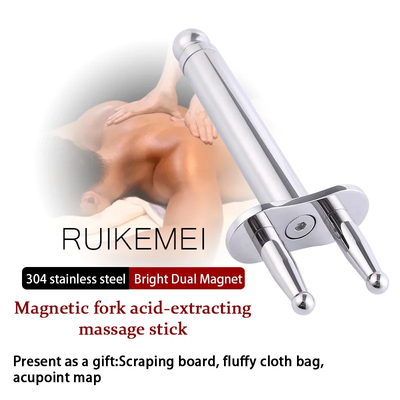 Glossy Magnetic Fork Magnetic Point Meridian Massage Stick Dredge Lymphatic Muscle Relaxation Double-ended Magnet view 2