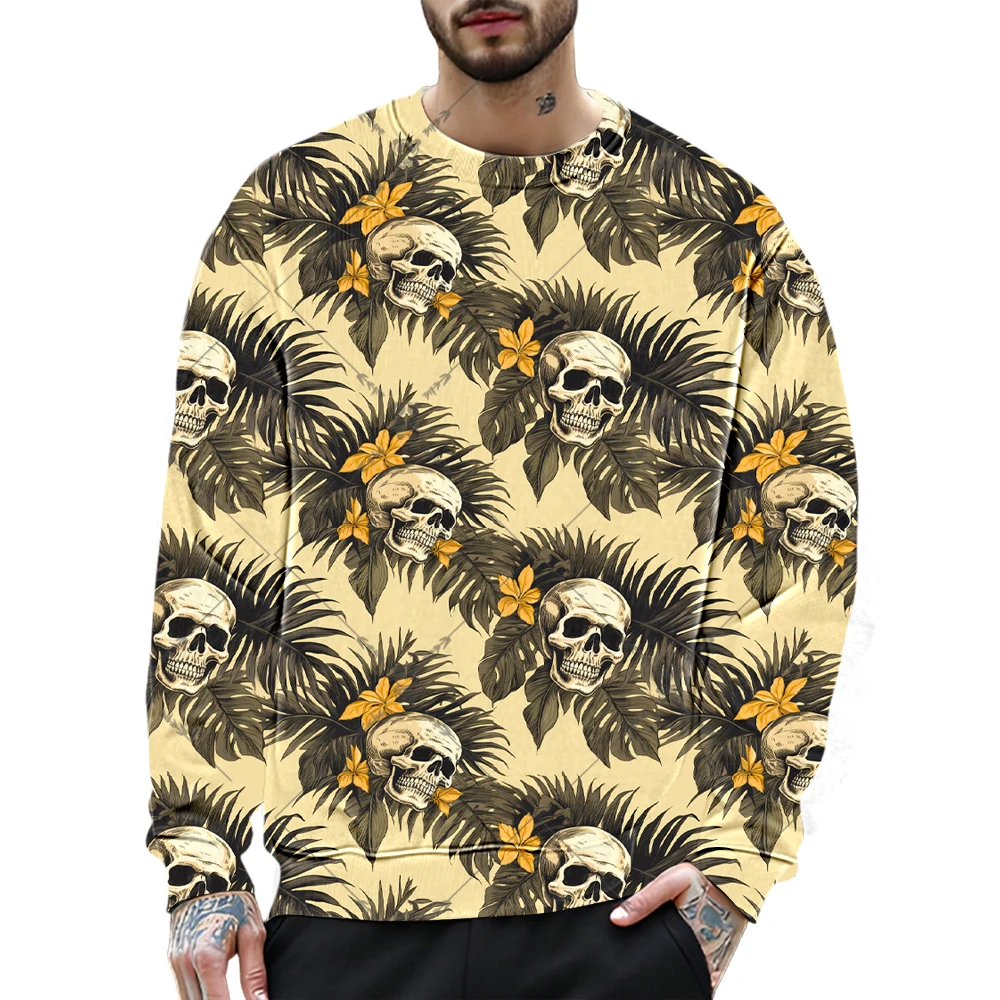 Funny 3D Skull Print Sweatshirts For Men Hip Hop Trend Harajuku Streetwear Casual O-neck Loose Pullover Autumn Men's Hoodie Tops