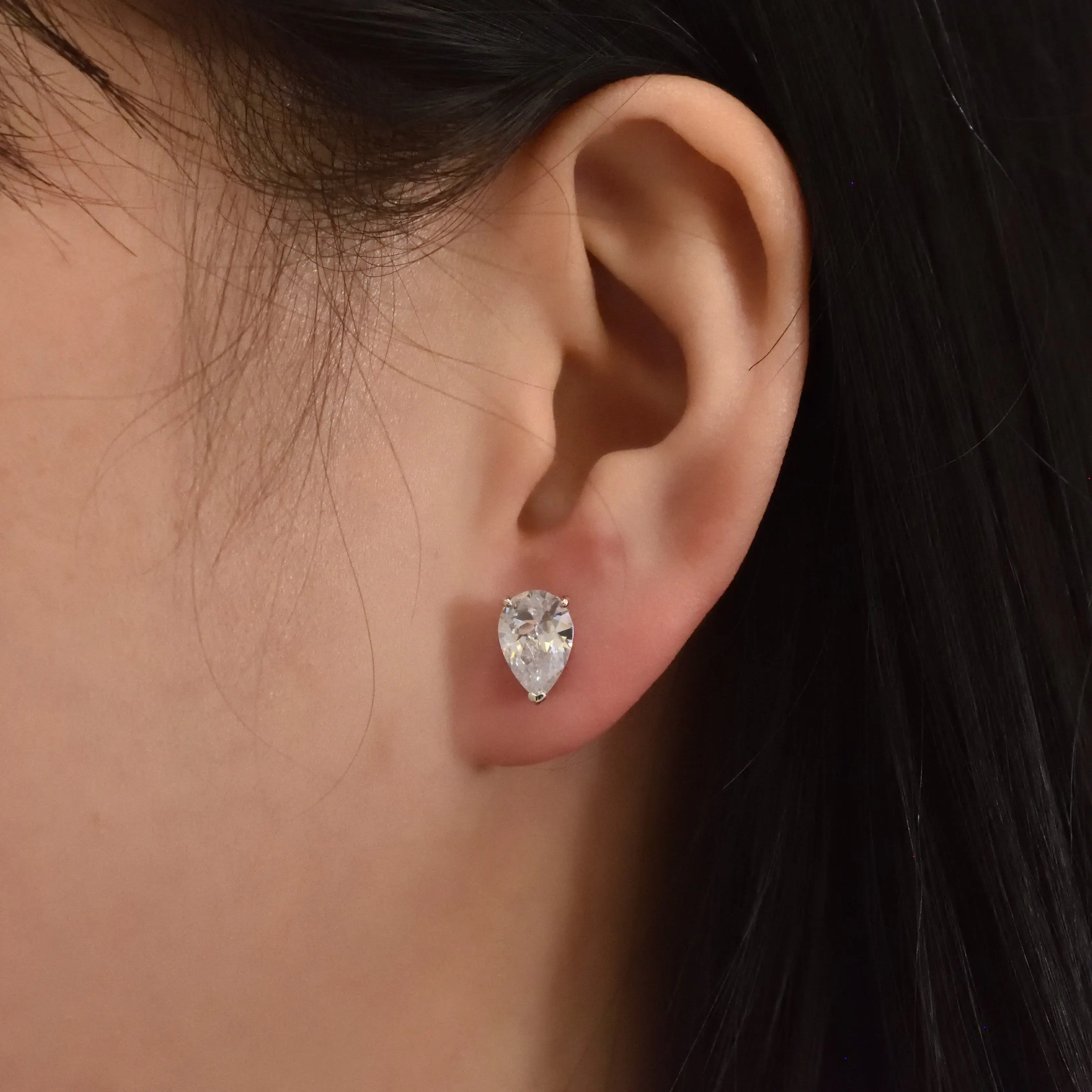 2 Carat High Carbon Diamond Drop Earrings - alternate angle