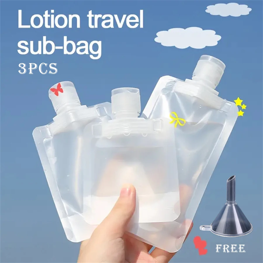 3PCS Nachfüllbare Verpackung Taschen Reise Tragbare Leere Squeeze Beutel Shampoo Dusche Gel Tragbare Taschen Make-Up Flüssigkeit Flaschen