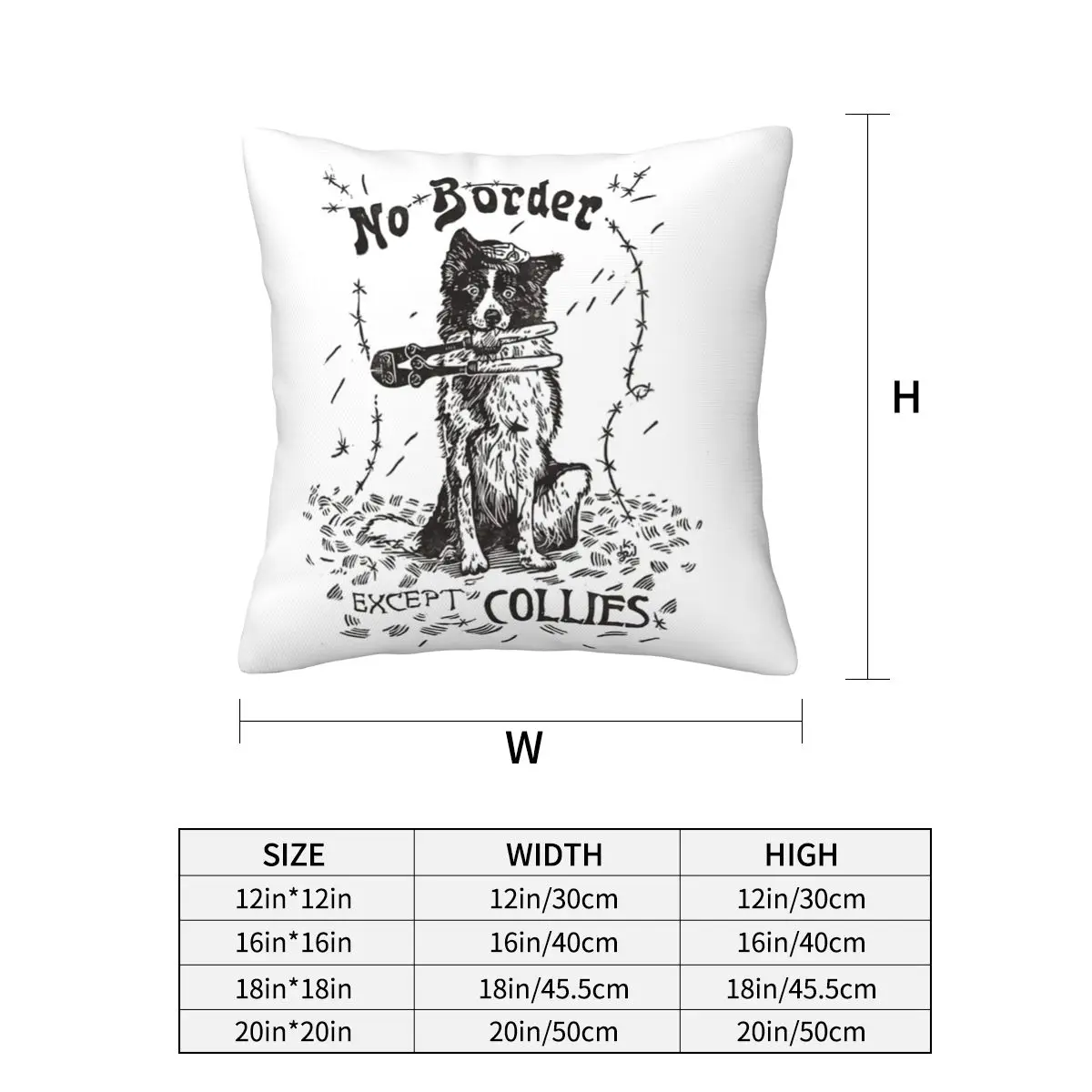 No Border Except Collies Square Pillowcase Pillow Cover Cushion Zip Decorative Comfort Throw Pillow for Home Bedroom