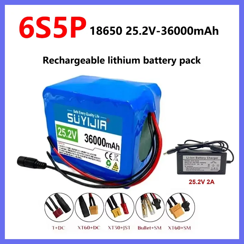 New original 24V 36000mAh 6S5P 18650 rechargeable lithium battery 25.2V electric motorcycle lithium-ion battery