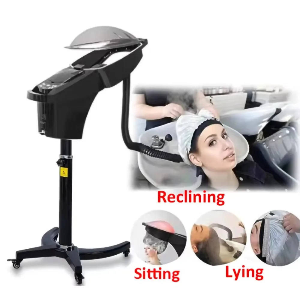 Ozone Deep Conditioning Micro Nano Heat Steaming Hair Dryer, Hooded Steam Cap with 7 Color LED Light, Salon Equipment
