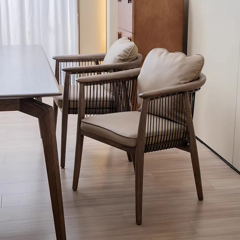 Italian Modern Lounge Arm Chair Black Hotel Wood Frame Upholstered Leather Dinning Armchair