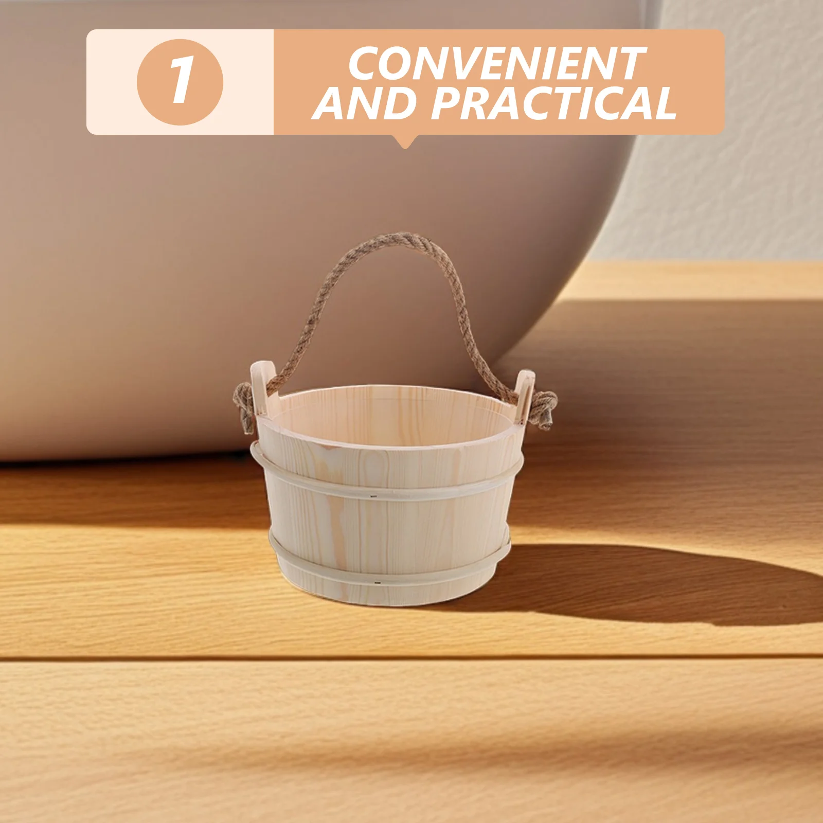 

Wooden Sauna Bucket and Ladle Set Rustic Charm Safe Materials Multifunctional Use for Steam Room Spa and Bath Wooden Tub
