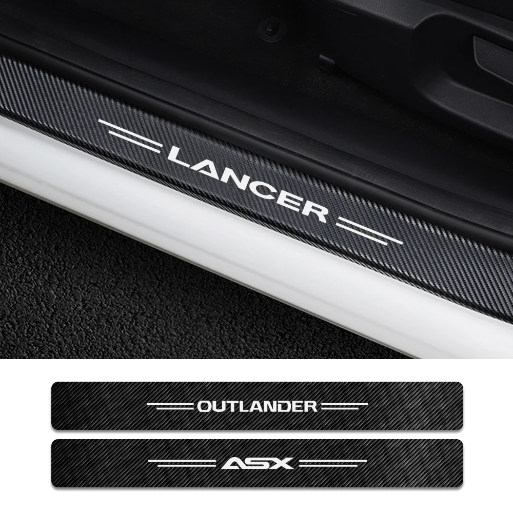 Car Door Threshold Stickers For Mitsubishi Lancer Pajero ASX Galant Colt Outlander Ralliart Competition Delica Evolution X