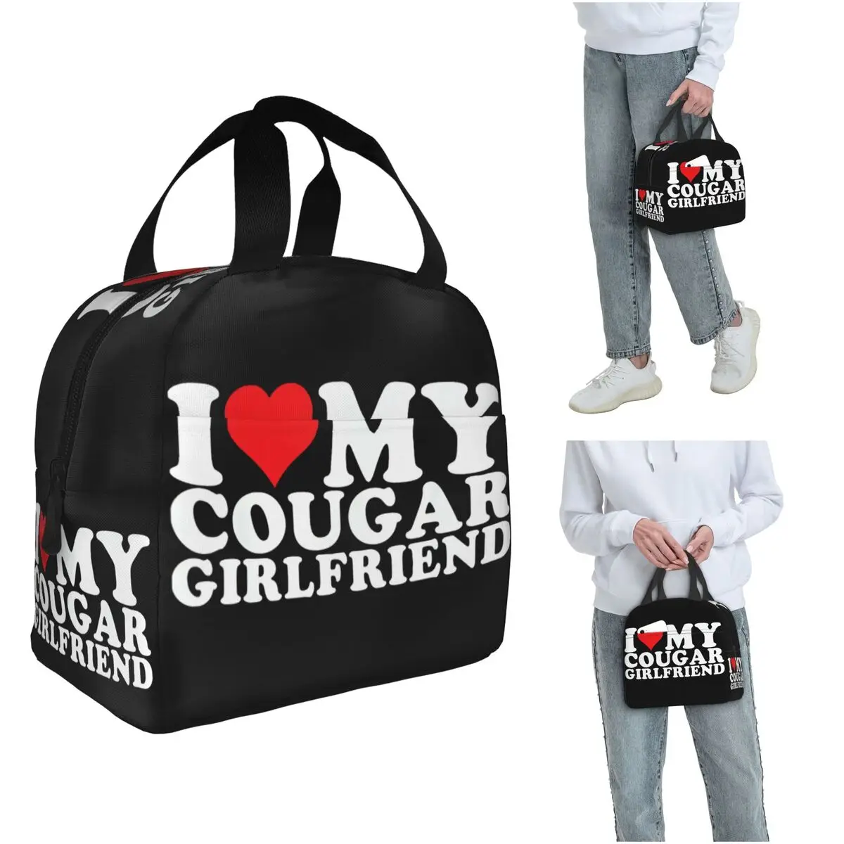 

Термосумка для обедов I Love My Hot Cougar Girlfriend, изолированная, для женщин и детей, портативная, для еды, термосумка-тоут