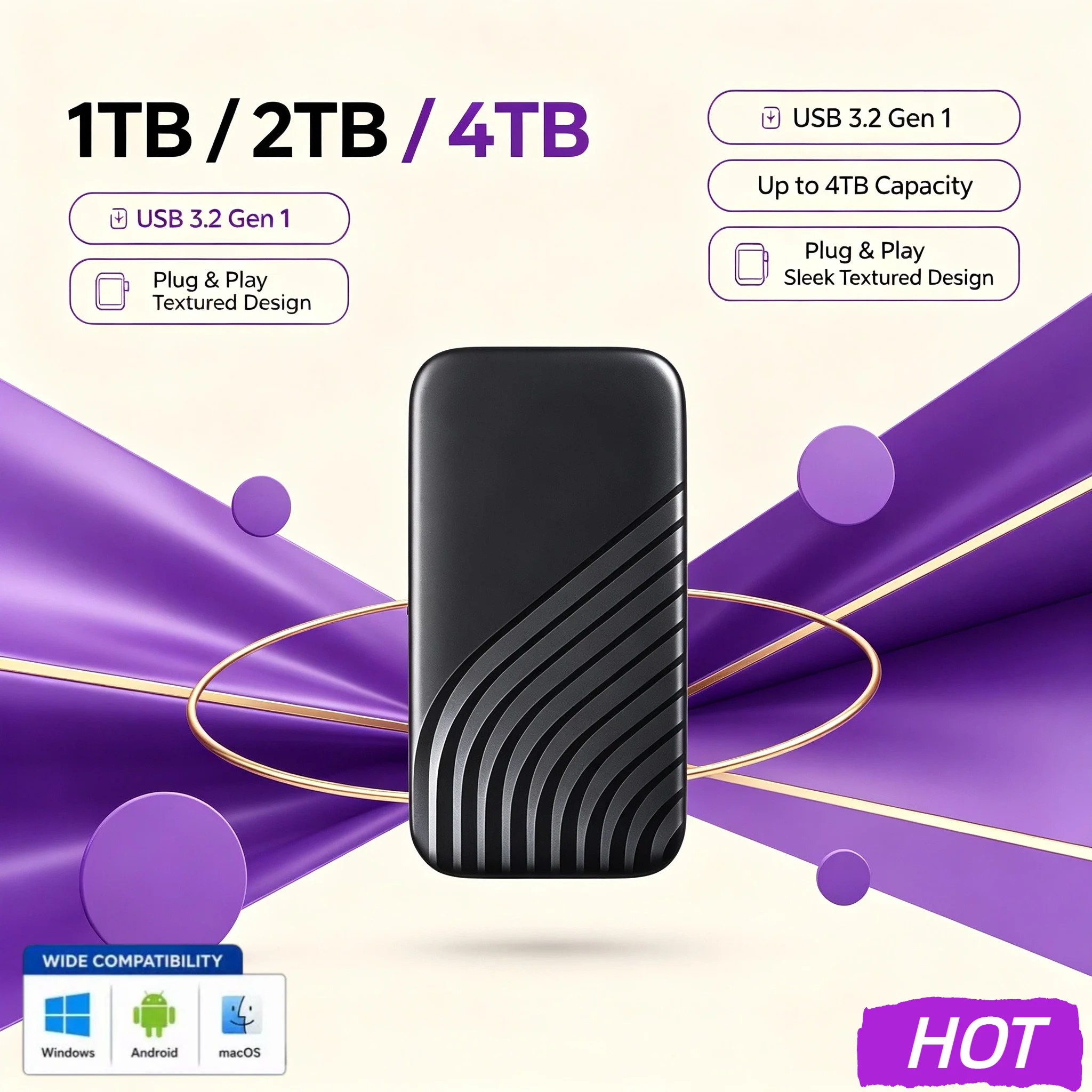 Hard Drive 2TB 4TB Original External Mobile SSD USB 3.1 High Speed Portable Solid State Disk For Mac Laptop PC Data Xtreme