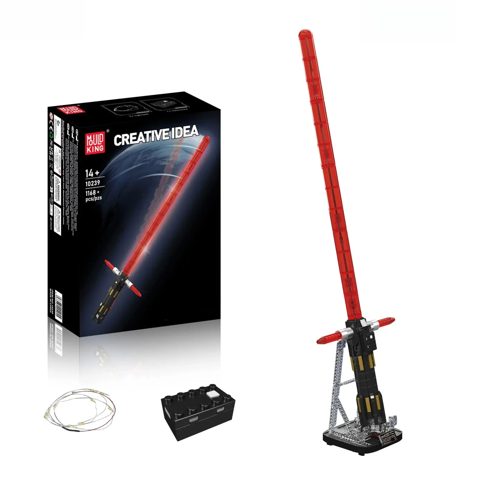 

Mould King 10239 Lightsaber Building Blocks Assembly Model with Light Belt Battery Box Stand Puzzle Toys Holiday Gifts 1168PCS