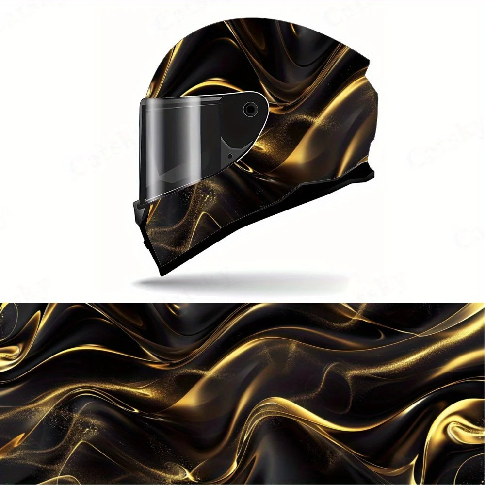 

Full Face Helmet Decals with Golden Marble pattern - Durable and Waterproof PVC, self-adhesive Motorcycle Racing Helmet Aestheti