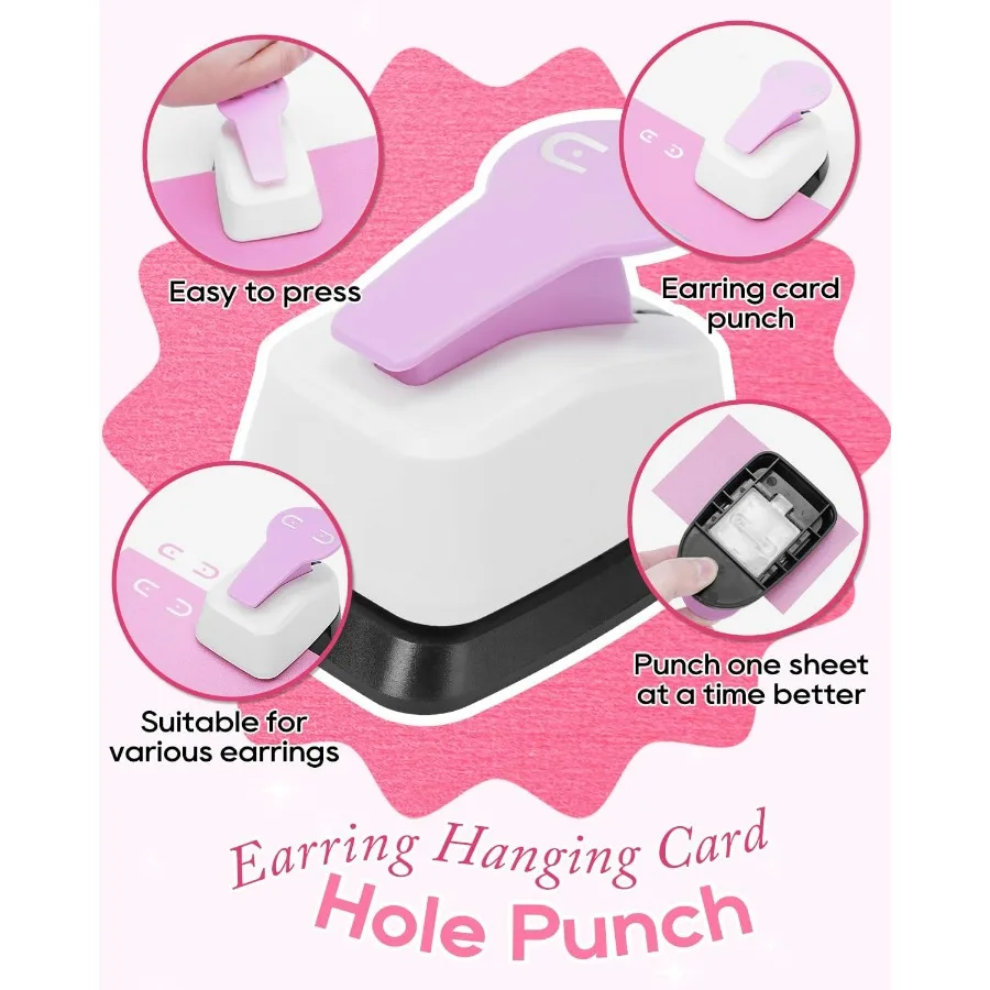 Alat Pembuat Lubang Kartu Anting Leverback, Pembuat Lubang Kartu Gantungan Anting untuk Pajangan dan Penjualan Perhiasan, Alat Sempurna untuk Kartu Anting DIY