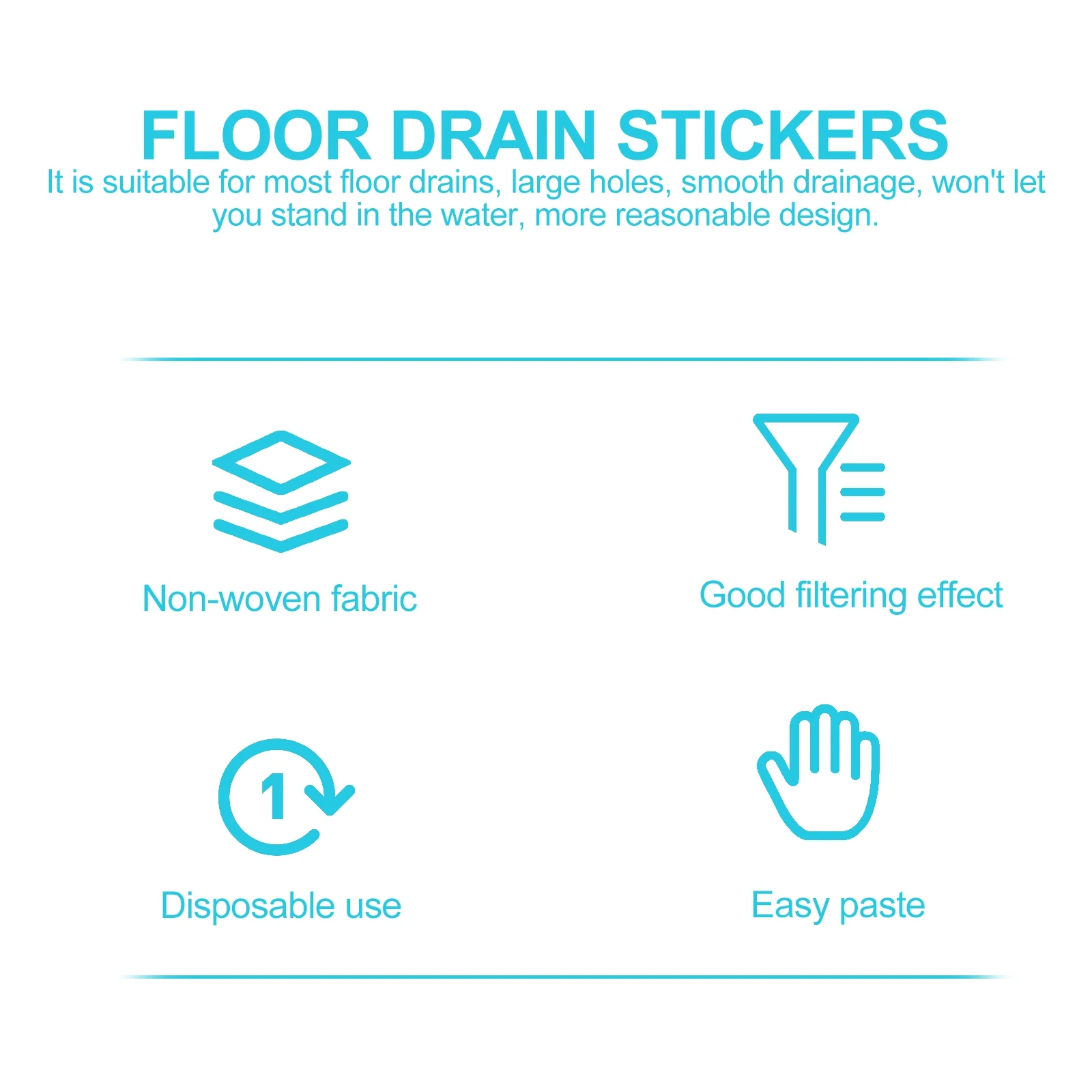 

50Pcs Floor Drain Sticker Disposable Hair Filter Practical Anti-Blocking Sink Drain Catcher Screen Hair Filtering Sticker