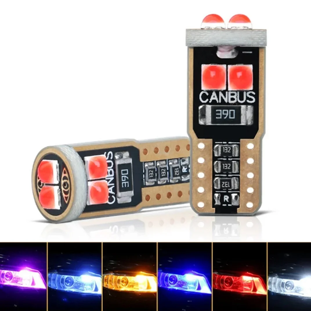 2PC Mini W5W T10 Led Bulb Canbus 3030 6SMD 168 194 Led Interior License Plate Light Side Marker Light Amber Green Blue Red