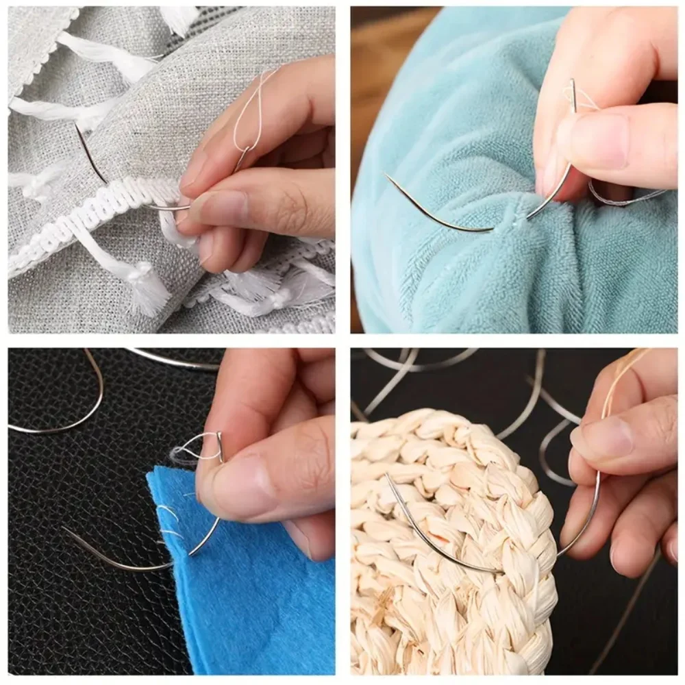 Kit de fabrication de perruques-épingles en T, aiguilles incurvées en C, aiguilles à tricoter avec ciseaux à fil pour la couture, les Extensions de cheveux, l'artisanat de modélisation