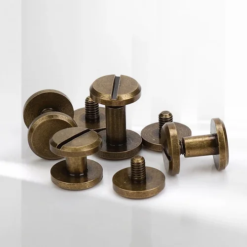 10 juegos de tornillos Chicago de encuadernación de latón macizo, remaches de perno de tornillo para cinturón para álbum de fotos, sujetadores de billetera para cinturón artesanal de cuero