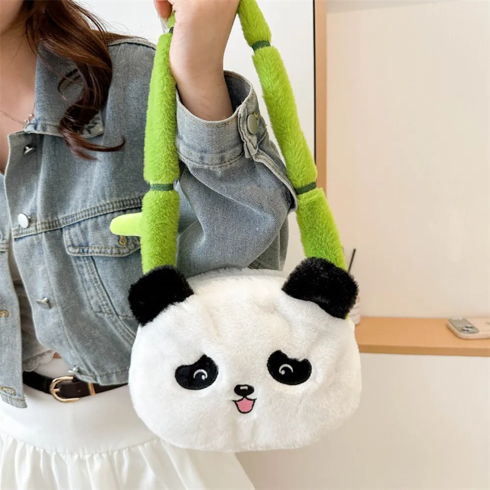 

Plush Panda Crossbody Bag for Kids Soft Cartoon Shoulder Purse Stuffed Animal Doll Handbag for Children Gift Toy Accessory